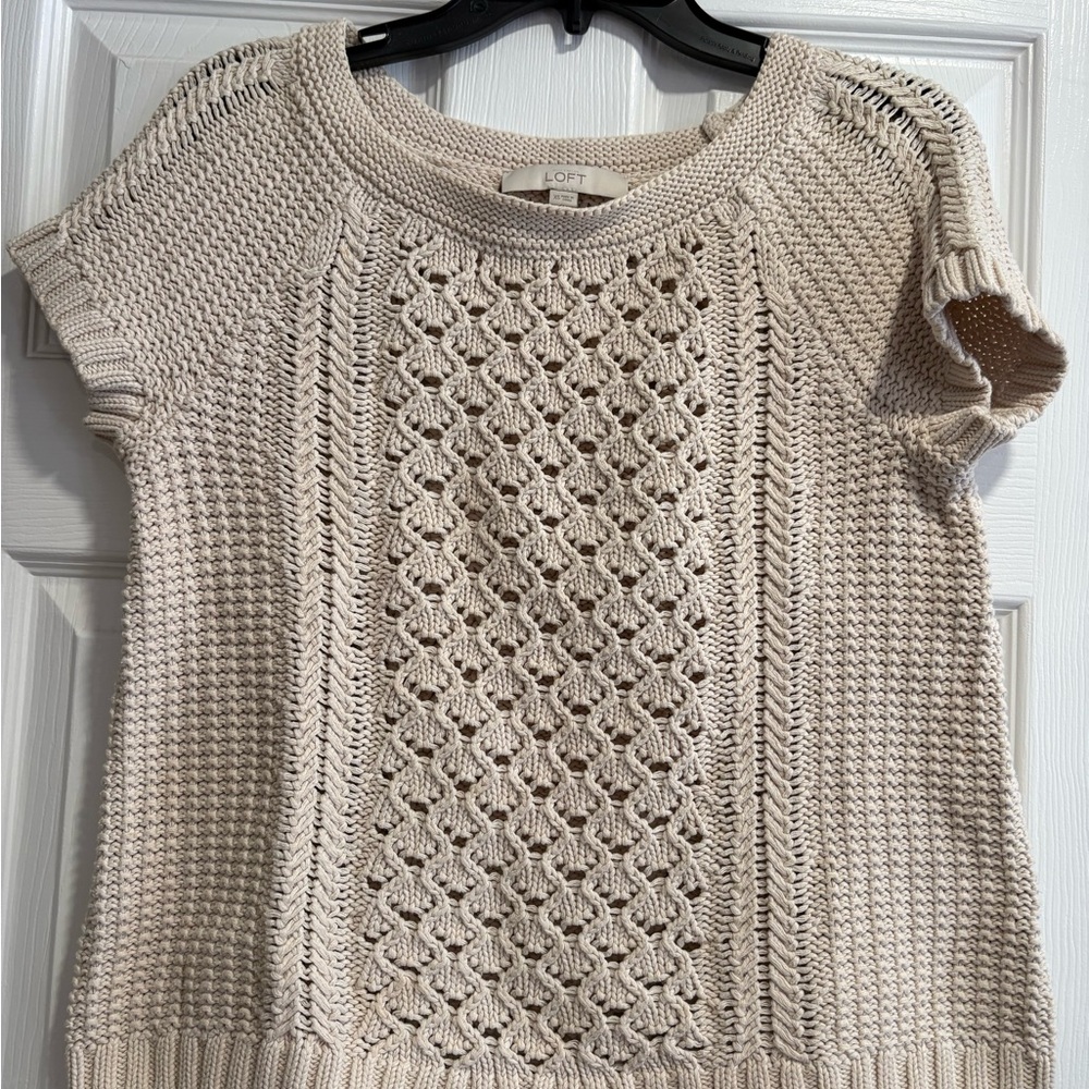 LOFT Women's Beige Cable Knit Sweater